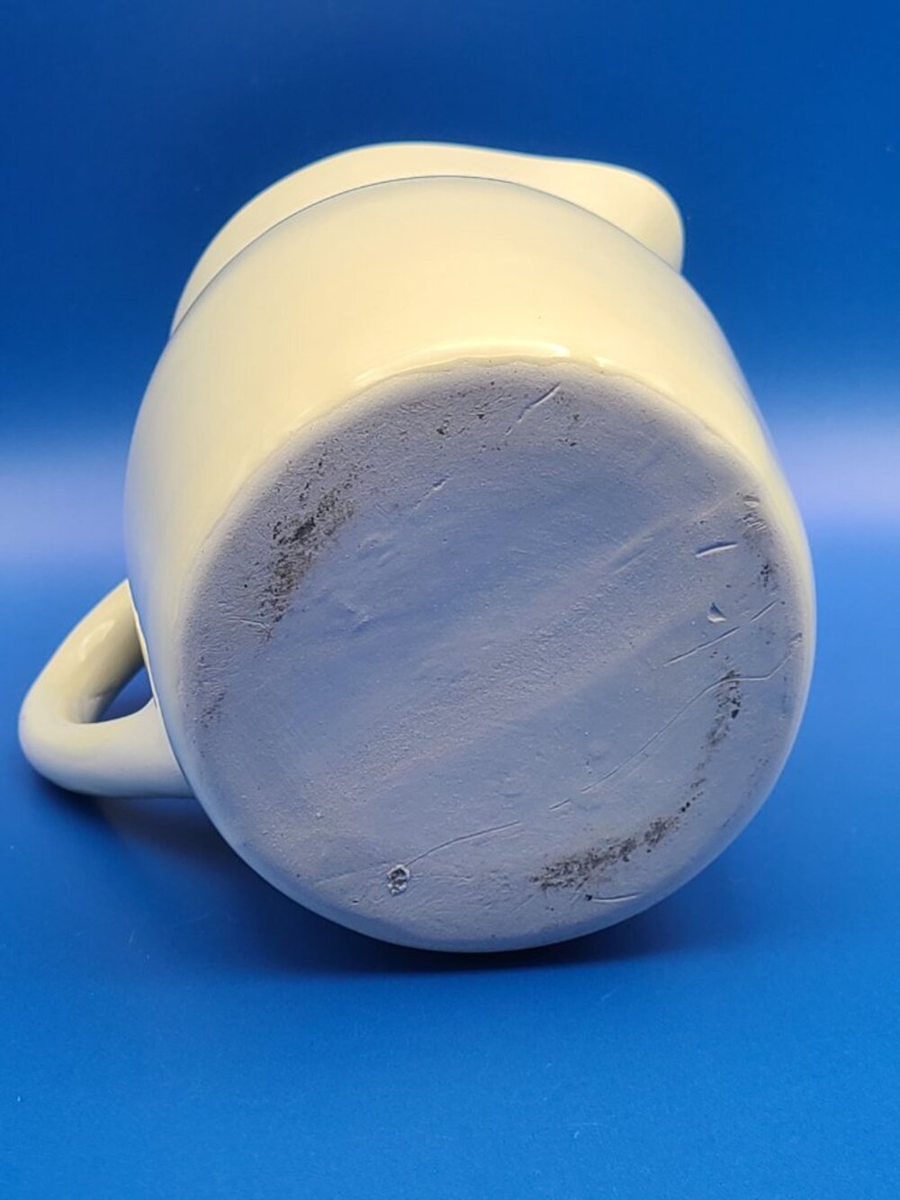 Vintage Stoneware Blue Stripe Rustic Pitcher Farmhouse Pottery 6" - Picture 10 of 11